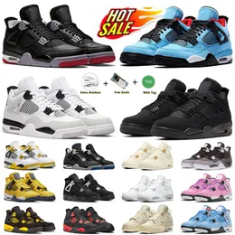 Off White Nike AJ4 basketball shoes travis scott aj4 shoes 4S Jumpman Mens Basketball Scarpe 4 OG Origin Original Black Cat 4S Military Black Bred REIMAGINED  【code ：L】