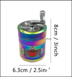Altri fumo aessories manovellina arcobaleno colorf affilato in lega di zinco gidone in metallo 6m 4 strati Dry Grinde4956171
