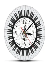 لوحة مفاتيح البيانو Treble Clef Wall Art Modern Wall Clock Clock Notes Black and Wia Wall Watch Studio Studio Decorist Pianist Gift Y204362306