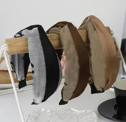 Tasarımcı Çift Harfli Baskı Kafa Bandı Lüks Kadın Kızlar Siyah Kahverengi Çizgi Geniş Edge Bowknot Saç Çember Lüks Twist Türban Headwrap Head Aksesuarları