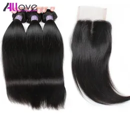 Capelli interi 10A Brasiliana Silky Straight with Lace Chiusure Malaysian Straight Chiusure Peruvian Hair 3pcs with Closure 7849434