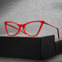 Óculos de sol Quadros de cota de gato de acetato vintage Ladies Personalidade vermelha Optical faz vidro prescrito