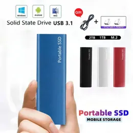 Portabel SSD 1TB 2TB Extern hårddisk Höghastighetsfast tillstånd Drive USB3.1 Type-C lagringsenhet för LaptopDesktopMacPC 64GB 240415
