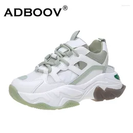 Fitnessschuhe Adboov Hollow Sommer Frauen Dicke alleinige Plattform Sneakers Leder Damen