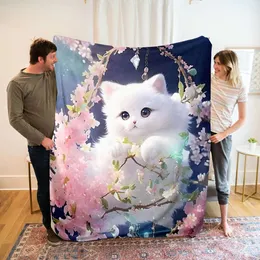 Симпатичная кошачья фланелевая цифровая печатная одеяло одеяло одеяло Оболочное офис.