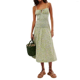 Abiti casual Summer's Summer Cami Dress Floral/Strawberry Stampa spaghetti Travano Front Slim Bustier Midi