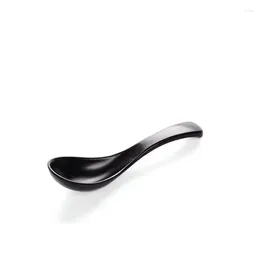 Spoons Black Soup Spoon Ramen Round Anti Fall Pearl Scoop Thick Kitchen Tableware Utensils Accessories Japanese Style