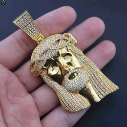 مخصصة الذهب الفضي المطلي يسوع رئيس مجوهرات الهيب هوب قلادة قلادة