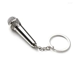 Keychains 100st/Lot 2024 Metal Microphone Creative Zinc Eloy Simulated Key Chains