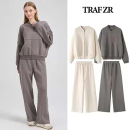 TRAF ZR ZIPPER Cardigan комплекты для одежды женские спортивные костюмы для костюмов для падений мешковатые брюки.