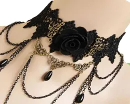 1pc Gothic Style Tattoo Tassel Lace Necklace Pendant Chain Crystal Choker Wedding Jewelry Necklace Women False Collar Statement3117783449