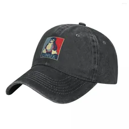 Ball Caps Linux Tux Denim Baseball Cap Penguin Logo Men Adult Design Hip Hop Hats Spring Fitted Outdoor Sports Sun Visor