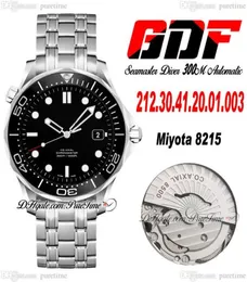 GDF Drive 300m Miyota 8215 Automatisk Mens Watch Ceramic White Emamel Diving Scale Bezel Black Dial 21230412001003 Rostfri S4125325