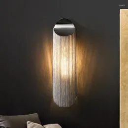 벽 램프 크롬 라이트 LED 전구 E14 TASSLE MODRN ALUMINUM TASSEL 아름다운 바 장식 엘 침대 옆