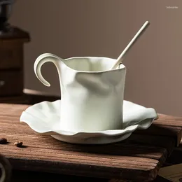 Becher Nordeuropa Keramik Becher Esszimmer Desktop Frühstück Milk Cups Büro Kreativbecher und Untertassen -Set moderne Heimdekoration