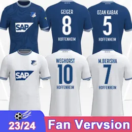 2023 24 Hoffenheim Mens Soccer Jerseys Стиллер Беккер Че Джон Асллани Джорджио Бебу Даббур Брун Ларсен Руди Дом в гостях футбольные рубашки