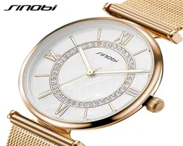 Sinobi Super Slim Gold Mesh Watch Watches Women Women Top Brand Роскошные часы Женская Женская Запястья Леди Relogio FEMININO2084455198