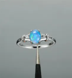 Anéis de casamento boho fêmea azul branco anel opala de prata cor pequena para mulheres prometem noivado de amor ringwedding3984973