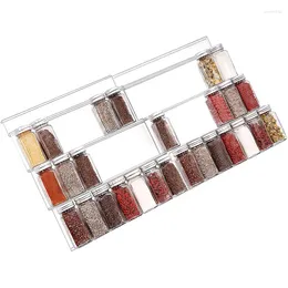 Kitchen Storage Acrylic Spice Drawer Organizer For Adjustable Expandable Rack Tray 4 Tiers Jars Seasonings Pantry Organization Shelf