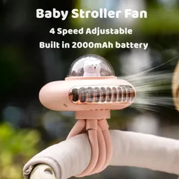 Portable Baby barnvagnsfläktklipp stativ 2000mah handhållen utomhusbordfan flexibel USB -laddvagn pram mini kylning 240415