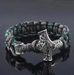 Starożytne nordyckie Viking Mężczyźni Bracelets Paracord Amulet Rules Kulki Ręcznie wykonane linowe owinięcie Skandynawii Banles Prezent35233672564098