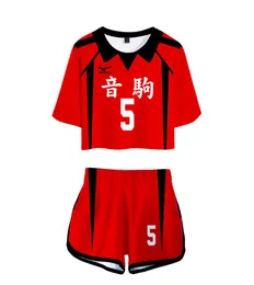 애니메이션 Haikyuu Cosplay 의상 Nekoma High School 배구 클럽 Kozume Kenma Kuroo Tetsurou 2 피스 세트 여성 탑과 반바지 6623692