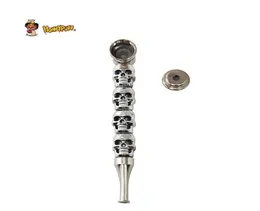 Skull Metal Smoking Pipe Premium Zinc Lean Hand Hand Spoon 128mm Tubaco de tubo lavável com enseada para Herb Dry New6470605