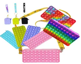 Fidget Toys Sensory Fashion School Student Pencil Case Push Bubble Rainbow Anti Stress Utbildningsbarn och vuxna dekompressi4940363