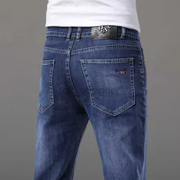 Jeans masculino designer lavado comuter casual azul cintura elástica jeans de algodão e calça moda masculina