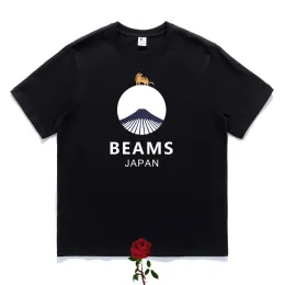 ビームTシャツ高品質の半袖トップティーカジュアルレトロレッドトラックカープリントビーム日本Tシャツ