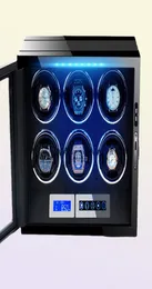 Titta på Winders Automatic Winder Luxury Märke Fingeravtryck Lås upp trälådan med LCD -pekskärm Trä förvaring Safe Case 2210203390841