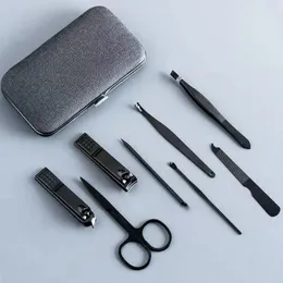 2024 new 8 PCS Nail Clipper Kit Stainless Steel High Hardness Curve Edge Black Pink Nail Cutter Scissor Tweezer Manicure Pedicure