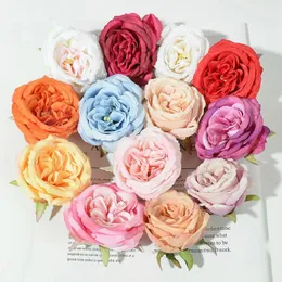 Flores decorativas 10pcs cabeças artificiais de 7cm de seda peônia para casar decoração caseira falsa caixa de recortes de garland scrapbook