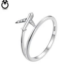 925 Sterling Silver Silver Airplane Finger Finger Finger Laming Pave Getting CZ Ring للنساء هدية عيد ميلاد مجوهرات SCR967