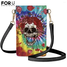 Shoulder Bags FORUDESIGNS Funny Skull Print Mini Touchscreen Phone For Women Soft Leather Crossobdy Bag Purse Bolsas Femininas