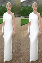 Zarif Beyaz Bir Omuz Kılıf Uzun Akşam Elbiseleri Saten Fermuar Bölünmüş Kol 2019 Yeni Akşam Elbiseleri Yaz Balo Elbise Robe De 9351587