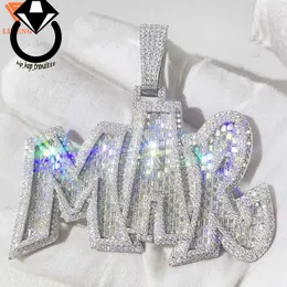 sterling Silver 925 Fine Luxury Jewelry Name Pendants VVS Moissanite Hip Hop Iced Out Custom Letter.