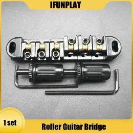 Pegs Roller Saddle TuneOMatic Guitar Bridge w/ 2 Studs for LP Electric Guitar Electric Guitarra Parts Accessories Silver Black