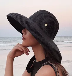 Französisch Retro Big Brim Hepburn Hut Frau kleine frische Online -Promi -Feiertage Seaside Strandhut Sonnenvisor3695969