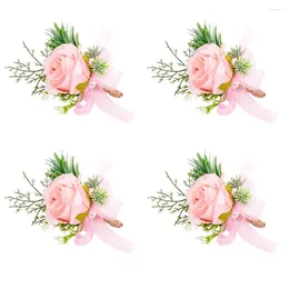 Fiori decorativi Corsage Bridal Corsage Silk Rose Wedding Hand Floro Bracciale per polso per Floro per Girls Girlie Fare Matti di gioia