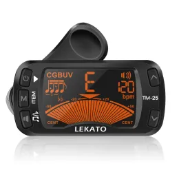 Cables Lekato Clip on Tuner Guitar Tuner Metronom 3 In 1 Tuner Metronom Electric Ukulele Tuner for Musical Instrument