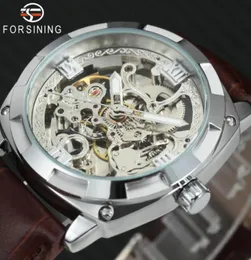 2018 FORSINING Top Auto Mechanical Watch Men Leather Strap Skeleton Tonneau Dial Classic Vine Wrist Watches8325310