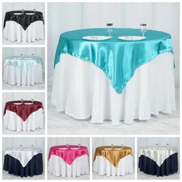 Table Cloth 57"x57" Satin Tablecloth Square Overlay For Wedding Party Christmas Cover Home Decoration