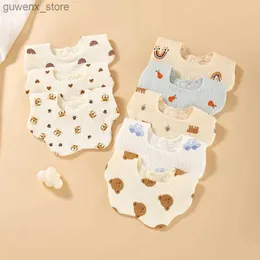 Bibs Burp Cloths 1pcs Baby Feeding Bibs 6 слоев хлопковые лепестки младенцы печатайте креп слюно