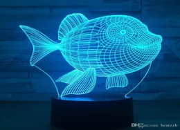 3D LED Gece Işık Balık Tasarımı 7 Renk Dokunmatik Anahtar LED Işıklar Plastik Lambama 3D USB GÜNEY GÜNEY IŞIK ATMOSHER YENİLİĞİ LIG9258003