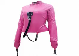 Camicia rilegatura in pelle bianca Zip Cintura regolabile Cintura regolabile BDSM Strumento di tortura Slave Bondage Posizionamento Sesso Kit2718464