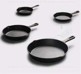 Cast Iron Nonstick 1426cm Skillet Frying Flat Pan Gas Induction Cooker iron pot Egg Pancake Pot Kitchen Dining Tools Cookware5957359