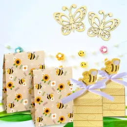 Geschenkverpackung 1Set Bee Carton Lollipop -Karten Süßigkeitenpaketboxen für Kinder Geburtstagsfeier DIY Cookies Dekoration Babyparty Supply