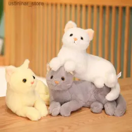Nadziewane pluszowe zwierzęta 30 cm Lifelike Siamese Cat Plush Sched Animals Dolls Soft Plush Kawaii White Cat Toy Symulacja Dziewczyna Dziecięce Dekorowanie domu L47