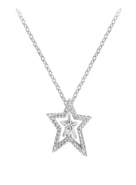 Pave Sismmetric Star Collier Necklace Pendant Original 925 Silver Chain Woman Diy Party Make3145886